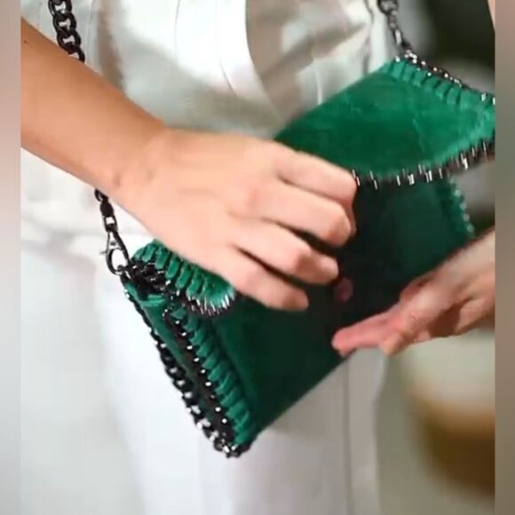 Borse In Pelle Emerald Green Leather Clutch Bag, made in Italy 🇮🇹 - Picture 16 of 16